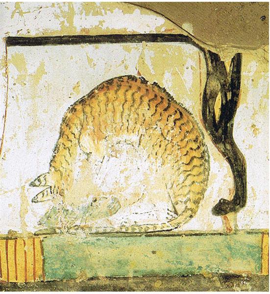 Katze Unter Nachts Sitz, c.1390 BC - Ancient Egypt