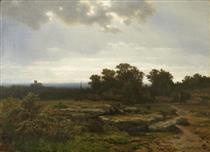 Landscape with overcast sun - Carl Gustav Rodde