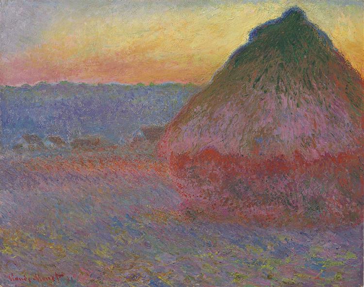 Стог сена,впечатление в розовом и синем, 1891 - Клод Моне