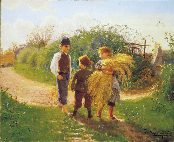 Children collecting leftover crops, 1883 - Hans Andersen Brendekilde