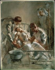 An Incident in the British Red Cross Hospital, Arc-en-barrois - Henry Tonks