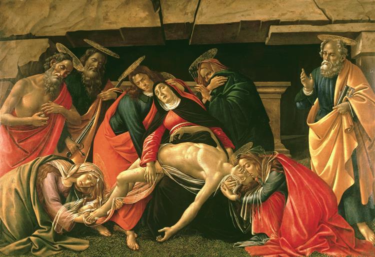 Lamentation over the Dead Christ with the saints Girolamo, Pietro and Paolo, c.1490 - c.1492 - Sandro Botticelli