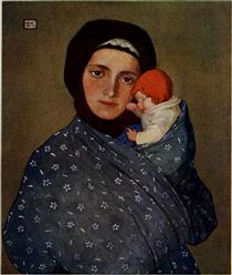 MOTHER AND CHILD AT MENGUSZFALVA - Marianne Stokes