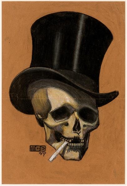 Skull with Cigarette, 1917 - Мауриц Корнелис Эшер