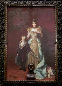 Portrait of Queen regent Maria Cristina and King Alfonso XIII - Francesc Masriera