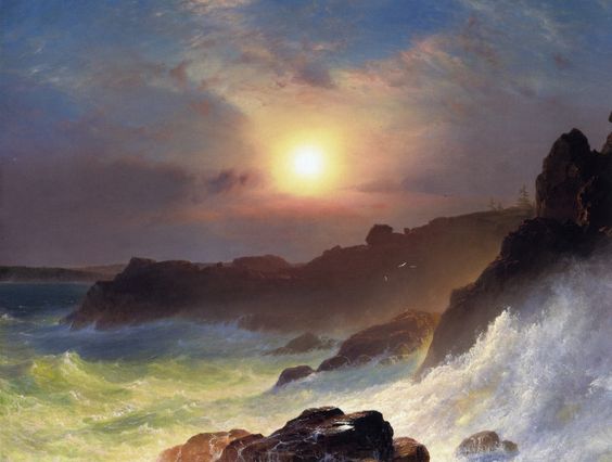 Coast Scene, Mount Desert Sunrise off the Maine Coast - Frederic Edwin Church