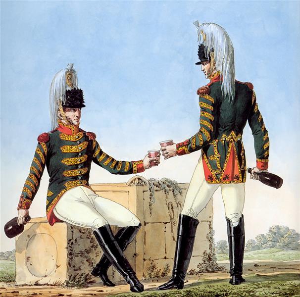 1st Regiment of Cuirassiers - Trumpeters. Part of a Series Chronicling the Uniforms of Napoleon's Grande Armée., 1812 - Carle Vernet