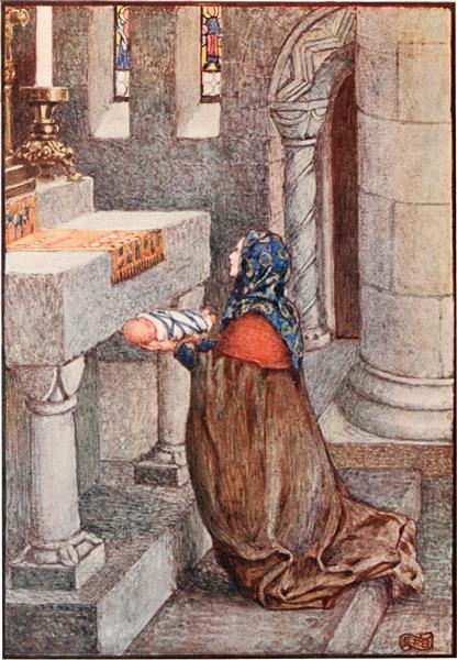 Elizabeth Would Steal out and Lay the Child Upon the Altar, 1910 - Eleanor Fortescue-Brickdale