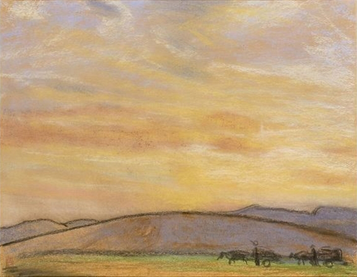 Sunrise over the Mongolian Plateau, 1937 - Fujishima Takeji