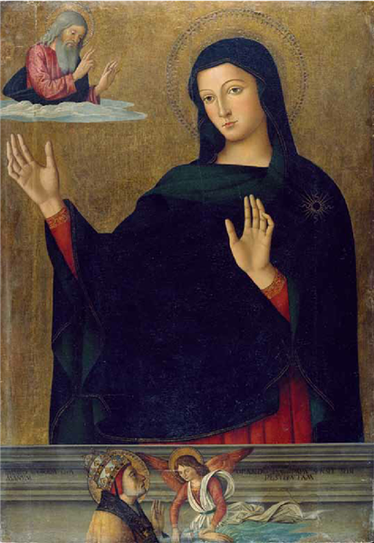 The Virgin Invoking God to Heal the Hand of Pope Leo I, 1475 - Antoniazzo Romano