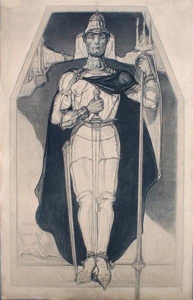 Prince Yaroslav Osmomysl, warrior, 1919 - Алексей Харлампиевич Новаковский