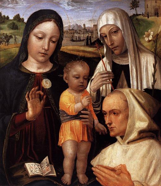 Madonna and Child, St Catherine, and the Blessed Stefano Maconi, c.1490 - Ambrogio Bergognone