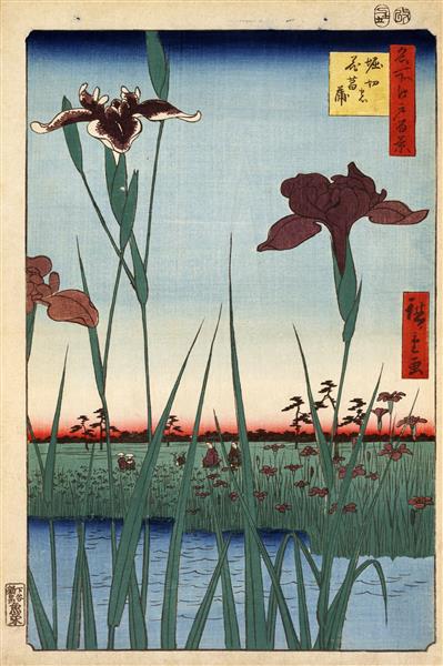 64 (56) Horikiri Iris Garden, 1857 - Hiroshige