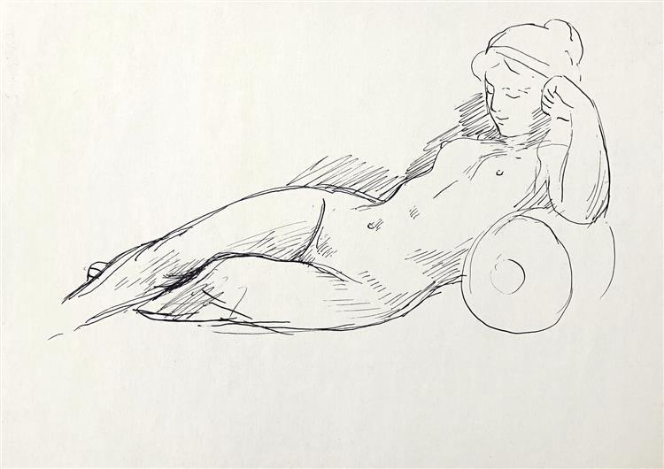 Nude lying down. Based on classical works, c.1965 - c.1975 - Hryhorii Havrylenko