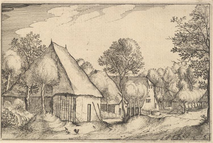 Farmyard, plate 5 from Regiunculae et Villae Aliquot Ducatus Brabantiae, c.1610 - Maître des Petits Paysages