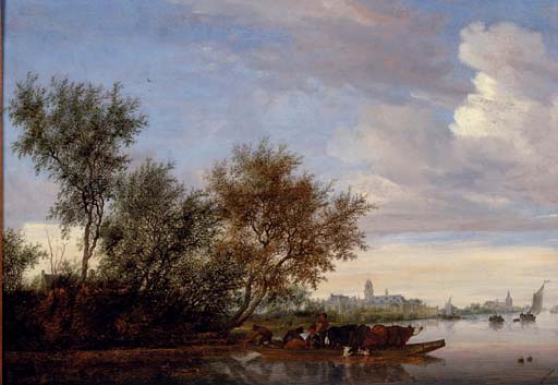 Riverlandscape with Nijenrode Castle - Salomon van Ruysdael