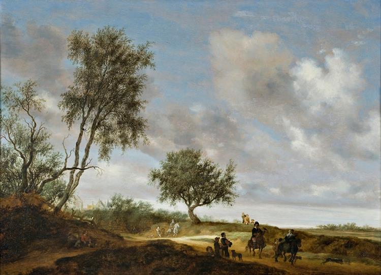 Landskab Med Et Jagtselskab - Salomon van Ruysdael