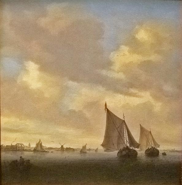 Seascape with Sailing Boat to the Right - Salomon van Ruysdael