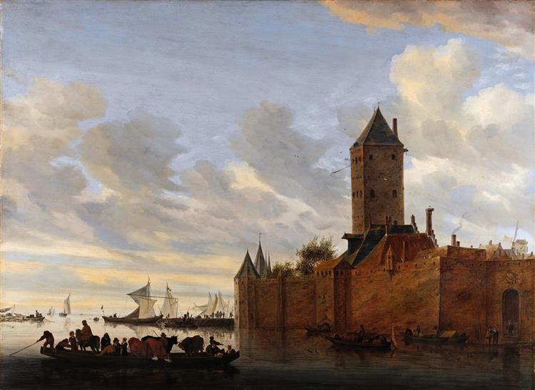 Flussmündung Mit Befestigter Stadt - Salomon van Ruysdael