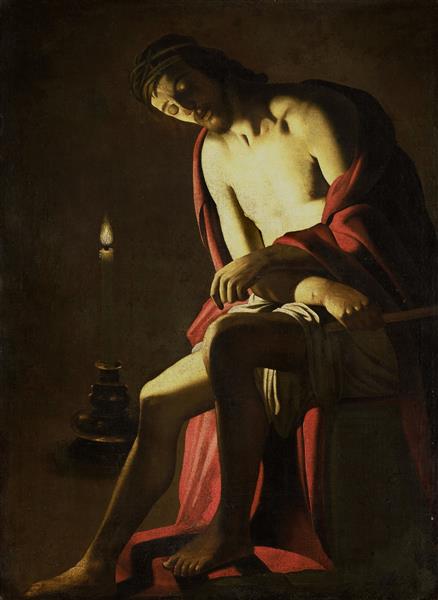 Christ seated on the cold stone, 1614 - Gerard van Honthorst