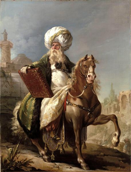 Equestrian Portrait of the Architect Barthélemy-Michel Hazon in the Costume of a Turkish Mufti, 1748 - Joseph-Marie Vien