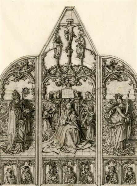 Altar Design for the Augsburg Cathedral, 1508 - 老漢斯‧霍爾拜因