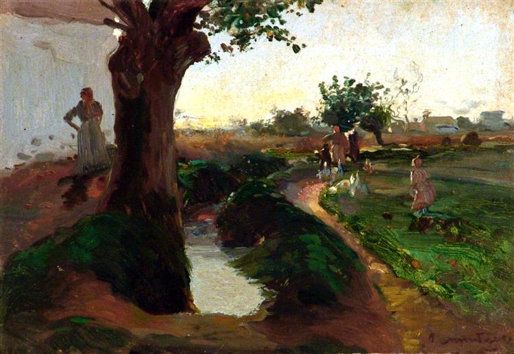 Landscape with figures, 1920 - Armando Montaner Valdueza