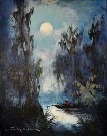 Night on the Bayou with Fisherman - Colette Pope Heldner
