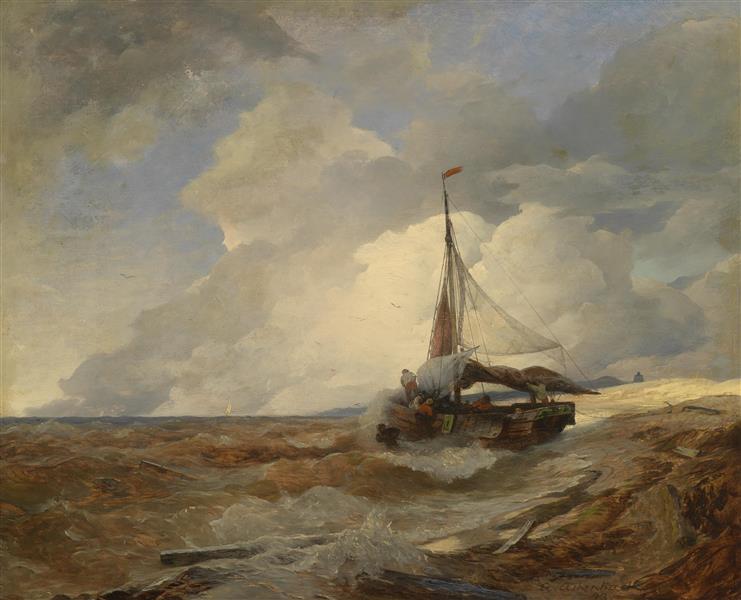 Fischerboot in Seenot, 1893 - Andreas Achenbach
