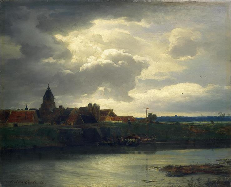Landscape with a River, 1866 - Андреас Ахенбах