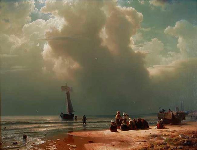 Scheveningen Beach At Oncoming Thunderstorm, 1851 - Андреас Ахенбах