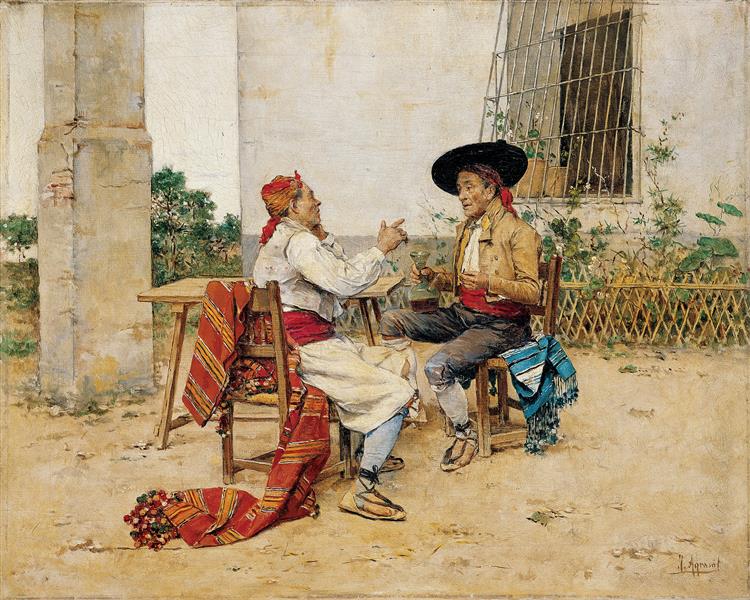 Two Inhabitants of the Valencia Huerta (Drinking Wine), 1880 - Joaquin Agrasot y Juan