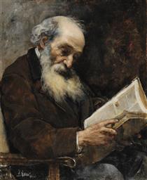 Old man reading a book - Joaquin Agrasot y Juan
