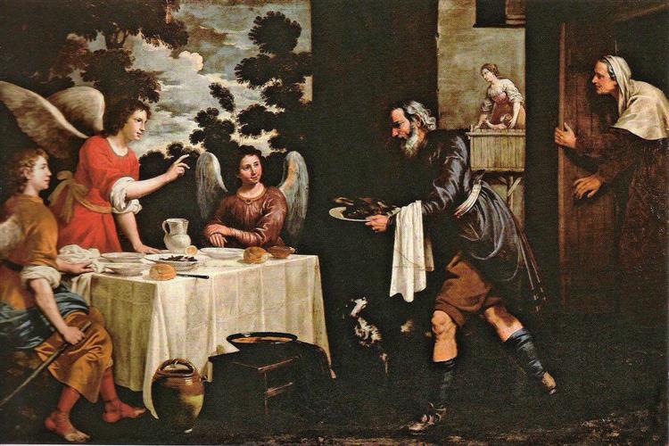 Abraham Und Die Drei Engel - Juan van der Hamen y León