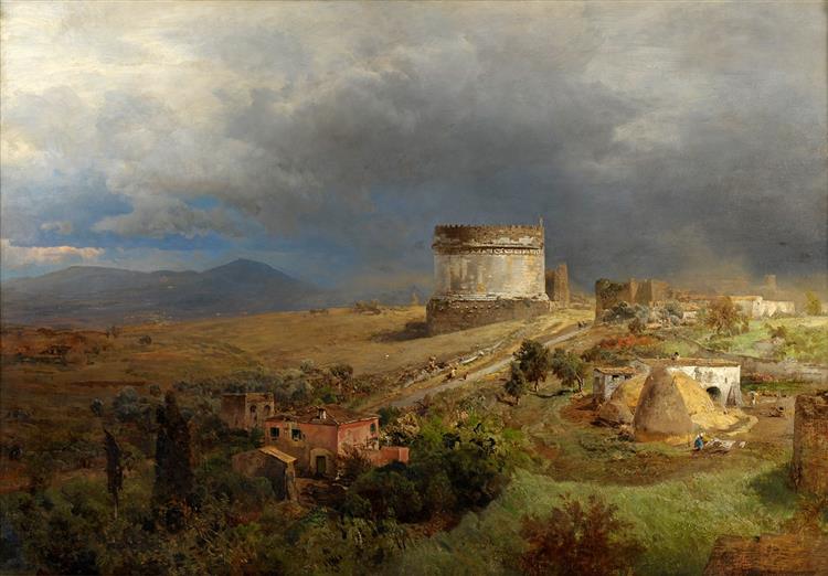 Via Appia with the tomb of Caecilia Metell, 1886 - Освальд Ахенбах