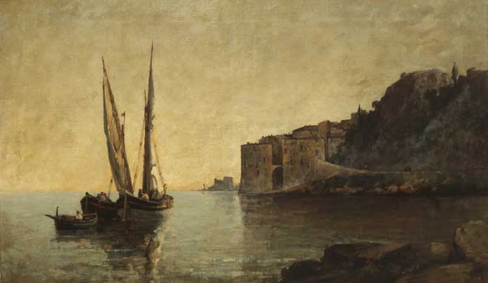 FISHING BOATS AT VILLEFRANCHE, 1880 - Nathaniel Hone the Younger