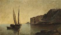 FISHING BOATS AT VILLEFRANCHE - Nathaniel Hone the Younger