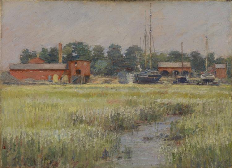The Ship Yard, Cos Cob, 1894 - Теодор Робинсон