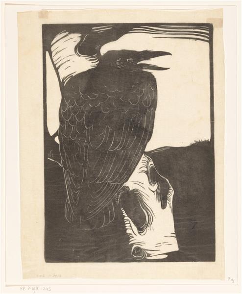 Raven on birch tree, 1913 - Jan Mankes