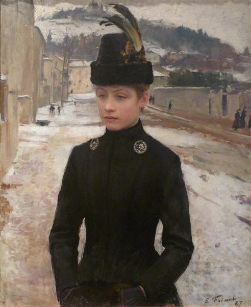 Young girl from Nancy in a snowy landscape, 1887 - Émile Friant