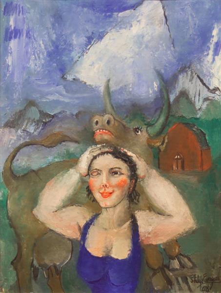 Girl and Soulful Cow, 1948 - Philip Evergood