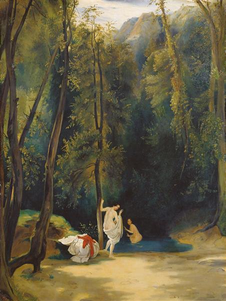 Women Bathing in the Park at Terni, 1830 - Карл Блехен