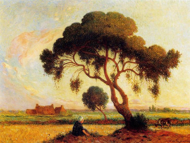 Breton Woman Seated Under a Large Tree, 1907 - Ferdinand du Puigaudeau