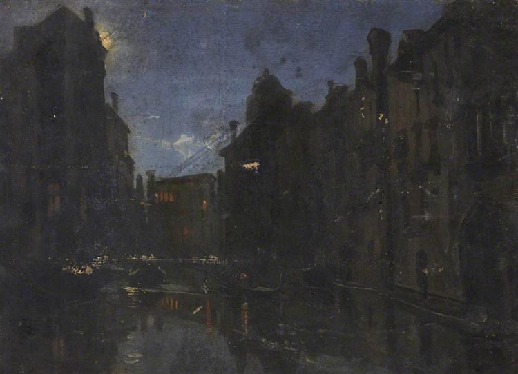 Houses and Water by Moonlight, Venice, 1869 - Thomas Stuart Smith