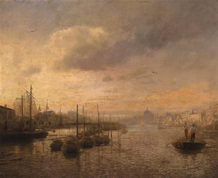 Venetian Canal - Hermann Ottomar Herzog