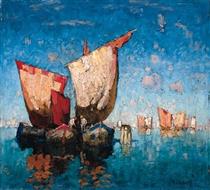 Bateaux Dans La Lagune De Venise - Konstantin Ivanovich Gorbatov