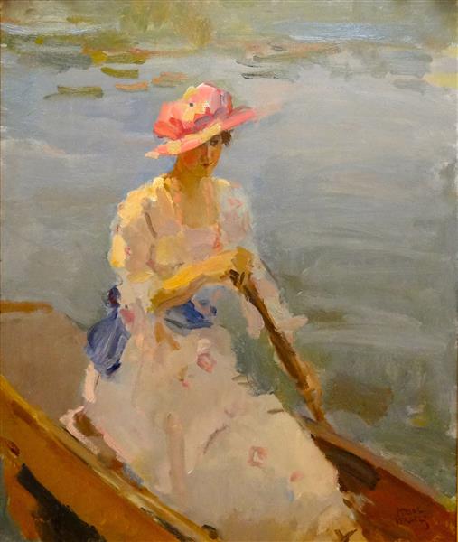 Young woman rowing on the Thames - Isaac Israels
