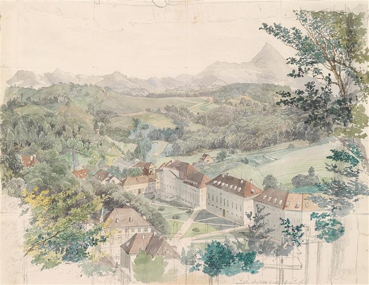 Blick Über Bad Rohitsch-Sauerbrunn in Der Steiermark, Badeanlagen Vom Ferdinandshügel Aus Gesehen, 1848 - Johann Nepomuk Passini