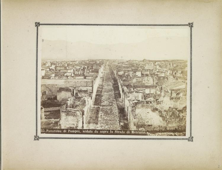 View of the remains of Pompeii with the Strait of Mercury in the middle, c.1860 - Роберт Райв