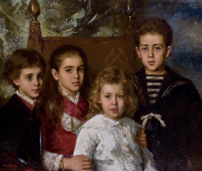 Portrait of the children of Paul Pavlovich Demidoff, 1883 - 阿列克谢·阿列维奇·哈拉莫夫